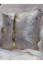 Pillowcase Velvet Fabric Velvet Look Square Throw Pillow Cover with Gold Leather Accessories 40 X 40 cm - 2