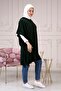 Women's Emerald Side Laced Hooded Thin Knitwear Poncho - 3