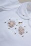 Twinkle Handmade Newborn 3-Piece Beige Jumpsuit Set - with Moon and Star Embroidery and Plain Hat - 3