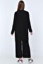 Women's Black Trousers Hijab Tunic Pleated Sandy Double Set 5219 - 5