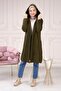 Hooded Knitwear Long Khaki Cardigan – 4300