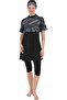Smoked 7524 Model - 4-Piece Princess Hijab Swimsuit with Plain Pattern, Half Sleeve and Pleated Bustier - 4
