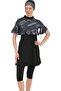 Smoked 7524 Model - 4-Piece Princess Hijab Swimsuit with Plain Pattern, Half Sleeve and Pleated Bustier