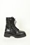 Women's Black Patent Leather Genuine Leather Boots - 6