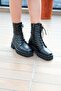 Women's Black Patent Leather Genuine Leather Boots - 2