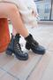 Women's Black Genuine Leather Boots with Accessory Detail - 5