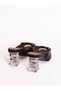 Women's Leather Slippers Black with Accessory and Heel Detail - 7