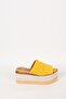 Women's Yellow Genuine Leather Wedge Heel Slippers