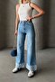 Women's Light Blue Patched High Waist Five Pocket Palazzo Jean Prm0886 - 2