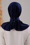 Women's Hijab Practical Snap-On Sandy Scarf Ready-To-Wear Sea Pool Compatible Cap Navy Blue - 4