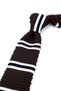 Brown - Navy Blue Striped Knitted Tie Knitted 8377 - 3