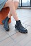 Women's Black Floater Genuine Leather Sole Detailed Boots