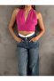 Women's V-neck Backless Halter Neck Sandy Crop Blouse Blz6225 - 2