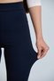 Women's Navy Blue Stretchy Lycra High Waist No-Show Crepe Gathering Spanish Leg Leggings Trousers - 5