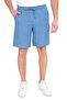 New Season Men's Blue Linen Look Shorts, Summer Comfortable Cut Shorts with Elastic Waist - 3