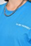 Women's to Be Yourself Printed Blue Oversize T-Shirt - 5