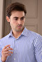 Men's Blue-White Regular Fit Cotton Long Sleeve Easy-Iron Shirt