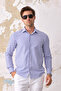 Men's Blue-White Regular Fit Cotton Long Sleeve Easy-Iron Shirt - 4
