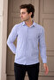Men's Blue-White Regular Fit Cotton Long Sleeve Easy-Iron Shirt - 6