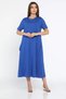 Sax Blue Short Sleeve Dress with Crew Neck and Pocket Detail - 2