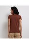 Women's Brown Graphic Crew Neck Short Sleeve T-Shirt - 2