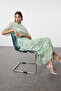 Green Floral Skirt Layered Chiffon Woven Evening Dress TCTSS24DB00007