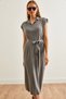 Smoked Polo Collar Thick Corded Women's Knitwear Summer Dress - ELB-19002232 - 6