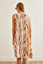 Women's Leaf Powder Back Drop Bell Woven Viscose Dress Elb- 19002231 - 7