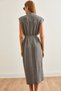 Smoked Polo Collar Thick Corded Women's Knitwear Summer Dress - ELB-19002232 - 7