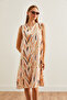 Women's Leaf Powder Back Drop Bell Woven Viscose Dress Elb- 19002231 - 5
