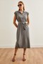 Smoked Polo Collar Thick Corded Women's Knitwear Summer Dress - ELB-19002232 - 3