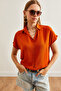 Women's Cinnamon Back Pleated Oversize Woven Viscose Shirt Gml- 19001229 - 5