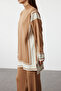 Camel Rahat Kesim Triko Çizgili Tunik-Pantolon Alt-Üst Takım TCTAW24US00057 - 4