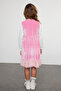 Fuchsia Girl's Ribbon Regular Printed Cotton Knitted Dress Tkdaw25El00002 - 4