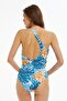 Leaf Patterned Single Shoulder Swimsuit - 3