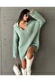 Knitted Sweater with Collar Collar Detail , Mint Green, Standard Size - 4