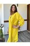 Cotton Yellow Shirt Dress Long Sleeve Collar Pocket - 5