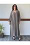 V-Neck Long Sleeve Earth Italian Linen Plus Size Dress - 2