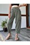 Khaki Cotton Linen Shalwar Trousers - Double Pocket - 4