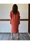 Cinnamon Colored Cotton Linen Dress - Filthy Stitching Detail - 5