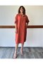 Cinnamon Colored Cotton Linen Dress - Filthy Stitching Detail - 3