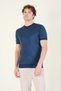 Men's Crew Neck Mercerized T-Shirt Petrol Blue