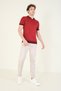 Men's Colorful Collar Half Zipper Polo Collar Mercerized T-Shirt Claret Red - 5