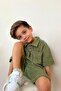 Boys' Shirt Collar Terry Fabric Khaki T-Shirt - 2-Piece Set with Shorts - 2