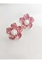 Pink Flower Earrings with Pearls