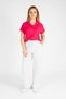 Women's Short Sleeve Wrinkled Shirt Fuchsia - 2