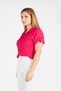 Women's Short Sleeve Wrinkled Shirt Fuchsia - 4