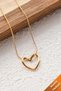 Italian Chain Heart Pendant Knot Steel Necklace and Gold Zircon Adjustable Ring - 3