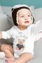 Organic 100% Cotton Teddy Bear Happy Birthday Printed Long Sleeve Snap Fastener Baby Bodysuit 5405