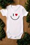 %100 Cotton Smiling Face Smiley Printed Short Sleeve Baby Snap-Fastened Bodysuit Romper 5366